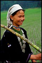 Hilltribeswoman with traditional necklace, Ba Be Lake. Vietnam ( color)