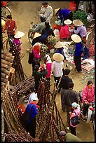 Cane sugar stand seen from above, Cho Ra Market. Northeast Vietnam (color)