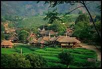 Thai village of stilt houses, near Mai Chau. Northwest Vietnam (color)