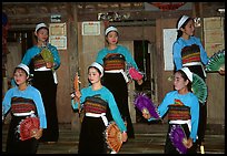 Thai women performing a dance, Ban Lac, Mai Chau. Northwest Vietnam (color)
