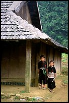 Two Hmong boys outside their house in Xa Linh village. Northwest Vietnam ( color)