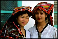 Two thai women in traditional dress, Son La. Northwest Vietnam (color)