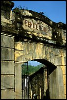 Door of the infamous colonial  prison, Son La. Northwest Vietnam (color)