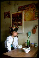 Thai woman in a restaurant, Tuan Chau. Northwest Vietnam (color)