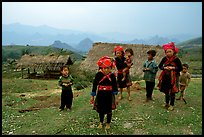 Hmong children and village, near Tam Duong. Northwest Vietnam (color)