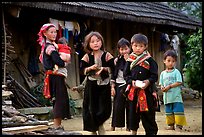 Hmong family in front of their home, near Tam Duong. Northwest Vietnam (color)