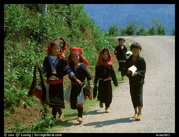 Hmong kids returning from school, near Lai Chau. Northwest Vietnam