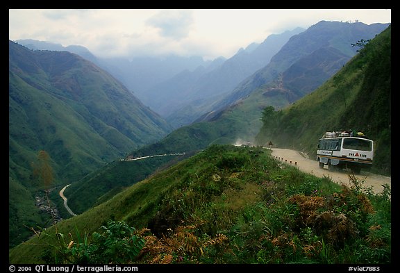 Steep road ascends the Tram Ton Pass near Sapa. Northwest Vietnam