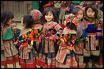 Flower Hmong schoolchildren. Bac Ha, Vietnam (color)