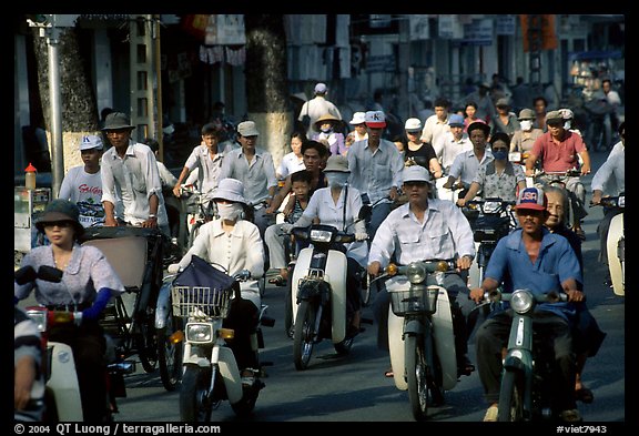 Dense two-wheel traffic. Ho Chi Minh City, Vietnam