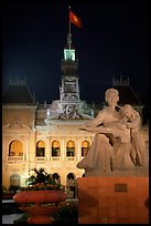 City townhall and Ho Chi Minh sculpture. Ho Chi Minh City, Vietnam