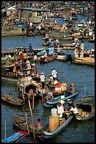 Boats at the Cai Rang floating market, early morning. Can Tho, Vietnam (color)