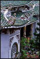 Roofs detail of one of the sanctuaries on the Marble Mountains. Da Nang, Vietnam (color)