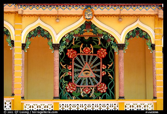 Cao Dai eye, detail of the great temple. Tay Ninh, Vietnam (color)