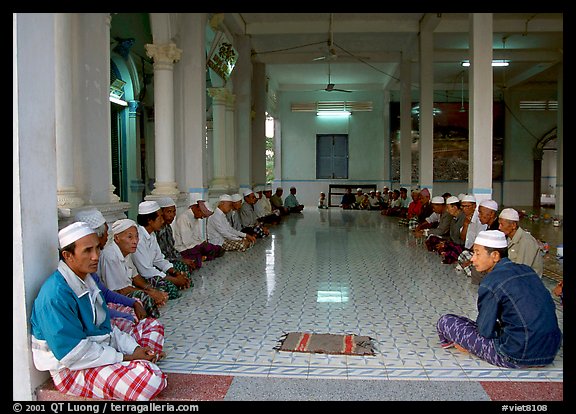 Ceremony in mosque in Cham minority village. Chau Doc, Vietnam