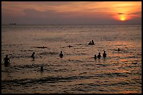 Soaking in the warm China sea at sunset. Vung Tau, Vietnam (color)