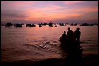 Fishing boat fleet at sunset. Vung Tau, Vietnam (color)