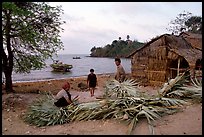 Fishing village with huts made of banana leaves. Hong Chong Peninsula, Vietnam