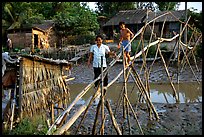 Bamboo bridge near Long Xuyen. Mekong Delta, Vietnam (color)