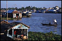Floating houses on the Hau Gian river. Chau Doc, Vietnam ( color)