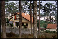 Basque style villa of colonial period in the pine-covered hills. Da Lat, Vietnam ( color)