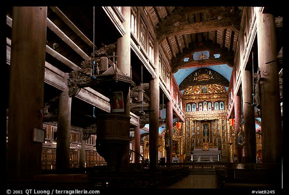 Interior of  Phat Diem cathedral, built in chinese architectural style. Ninh Binh,  Vietnam