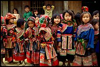 School kids in colorfull everyday dress. Bac Ha, Vietnam