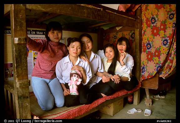 Hanoi-born teachers in the remote mountain outpost of Can Cau. Vietnam (color)