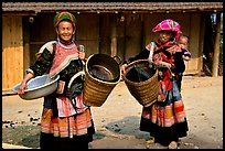 Flower Hmong women. The Hmong ethnie is divided into four subgroups, designated using the dress pattern they wear. Bac Ha, Vietnam ( color)
