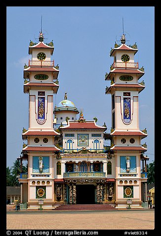 Facade of the Great Caodai Temple. Tay Ninh, Vietnam (color)