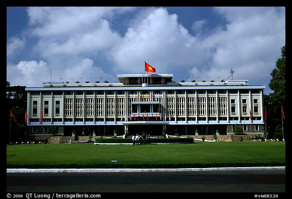Reunification Palace, the former presidential palace of South Vietnam. Ho Chi Minh City, Vietnam (color)