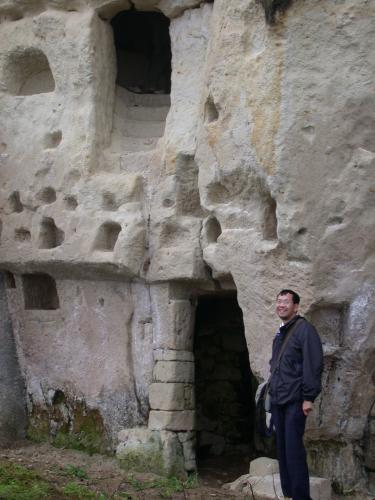 Troglodyde dwellings.  (color)